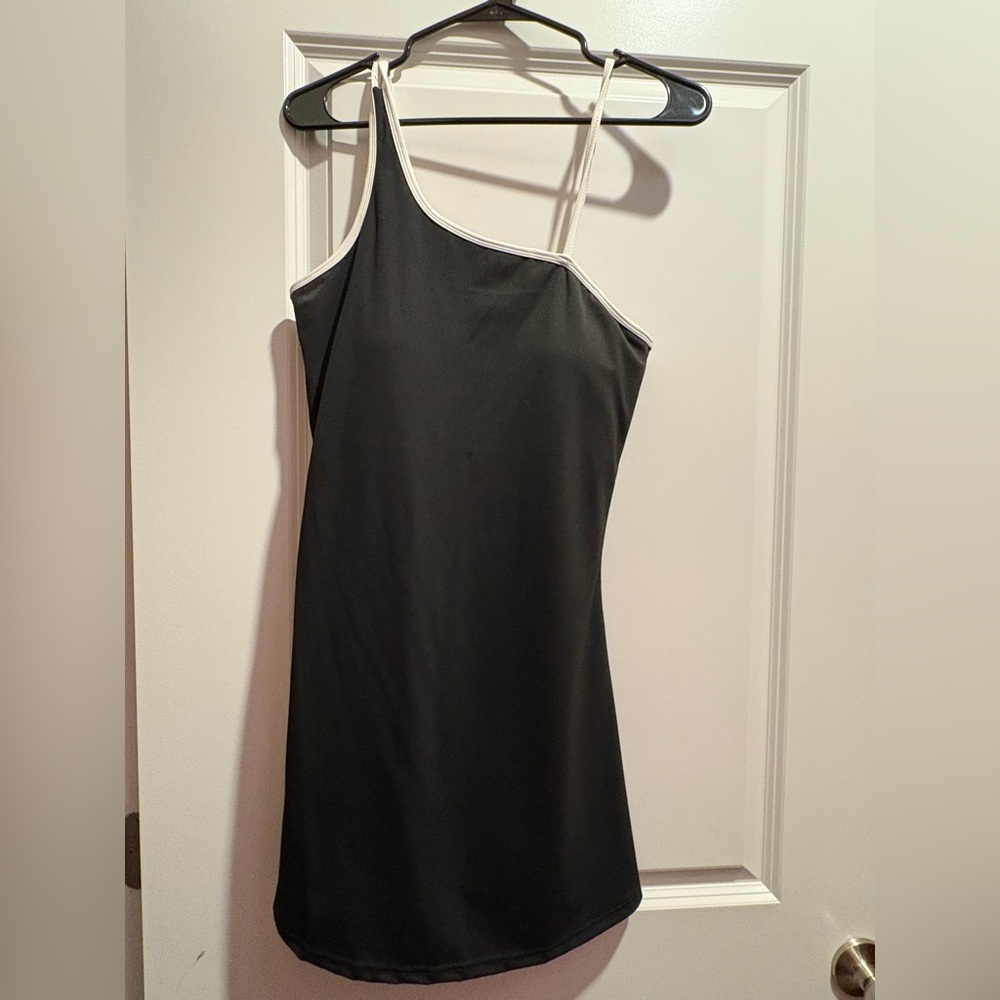 Athletic Black One-Shoulder Dress/Skort